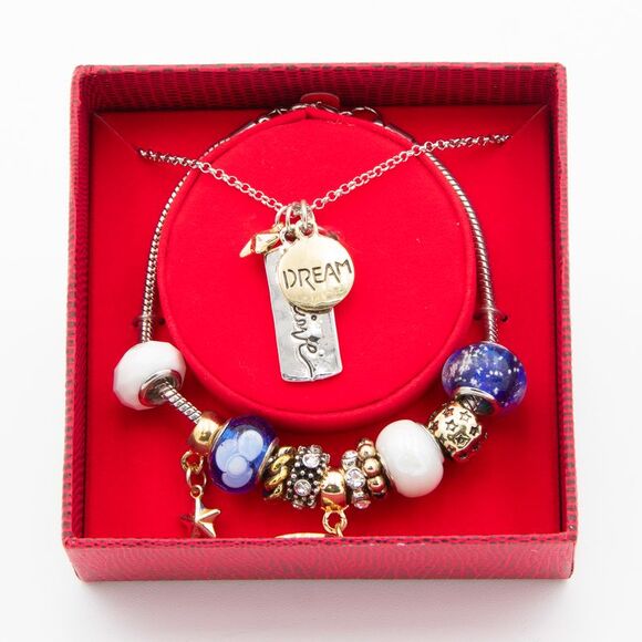 Glam & Glow "Dream & Believe" Charm Bracelet and Necklace Set - Picture 7 of 8
